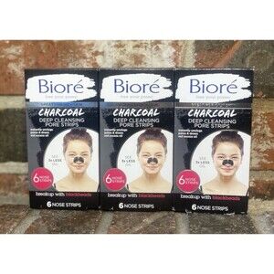 Biore Charcoal Deep Cleansing Pore Strips ( 6 Nose Strips each) | 3 PACK NEW